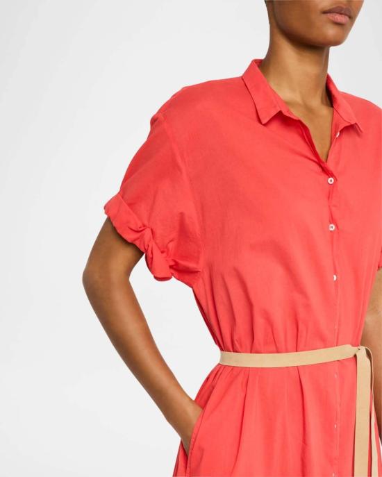  시레나 롱 원피스 리넷 드레스 클램베이크 레드 - XIRENA