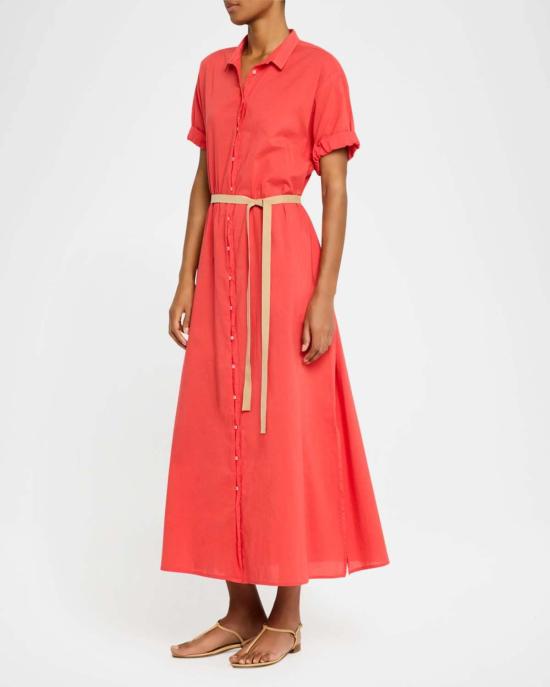  시레나 롱 원피스 리넷 드레스 클램베이크 레드 - XIRENA