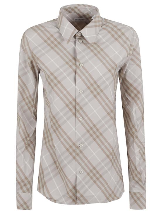 25FW 버버리 슬림핏 체크 코튼 셔츠 8115964 C3950 STONE GREY IP CHECK