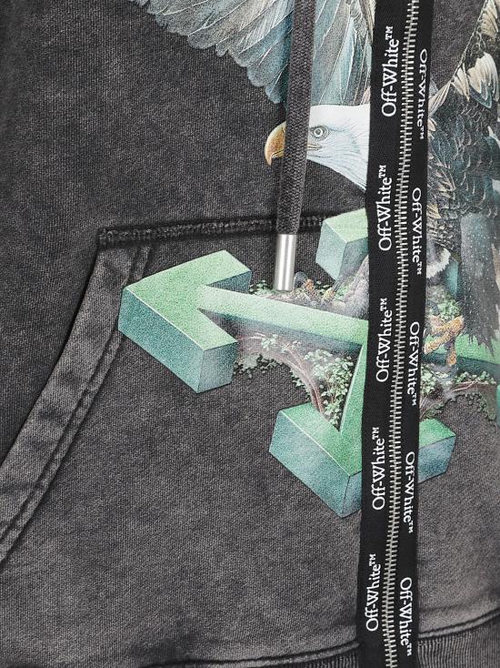 25FW 오프화이트 후드 티셔츠 OMBE024F25FL E005 1384 BLACK - OFF WHITE