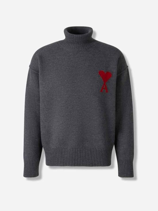 25FW 아미 ADC 터틀넥 스웨터 UKS839 018 084Heather grey Red GREY