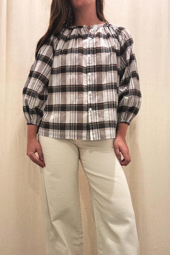  Nary 블라우스 나리 윈도페인 버튼 탑 윈도페인