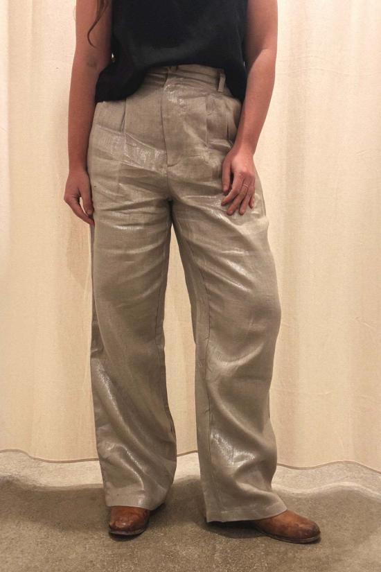  Nary 스트레이트 팬츠 네리 플리츠 하이웨이스트 팬츠 샴페인 - OTHER BRANDS