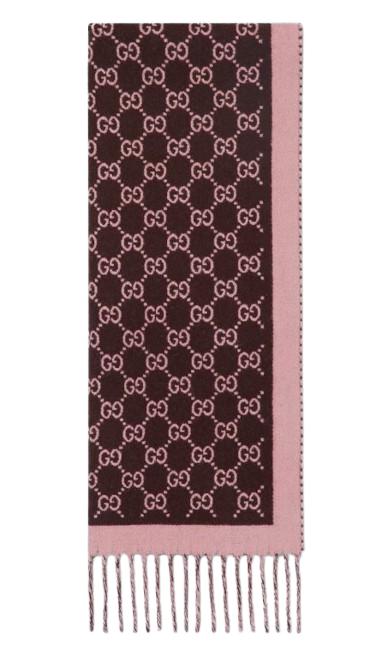 26SS 구찌 울 자카드 스카프 835534 3G2002172 Dark brown