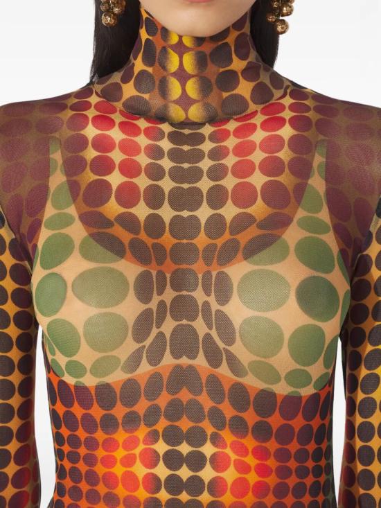 26SS 장 폴 고티에 롱 원피스 26 01 W DR131 M018P 155060 ORANGE BLUE BROWN - JEAN PAUL GAULTIER