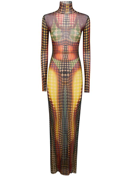 26SS 장 폴 고티에 롱 원피스 26 01 W DR131 M018P 155060 ORANGE BLUE BROWN - JEAN PAUL GAULTIER