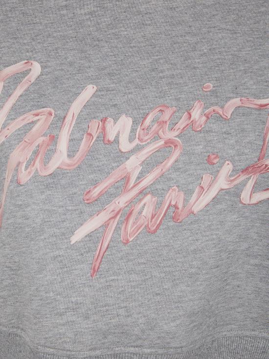 26SS 발망 긴팔 티셔츠 GF1JO080BD43 YIW GREY LIGHT PINK - BALMAIN