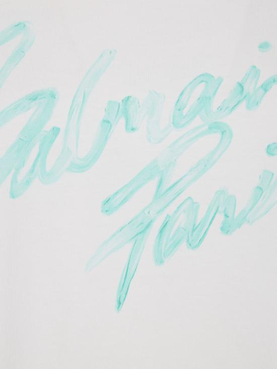 26SS 발망 반팔 티셔츠 GF1EG110BD41 GXF WHITE LIGHT GREEN - BALMAIN