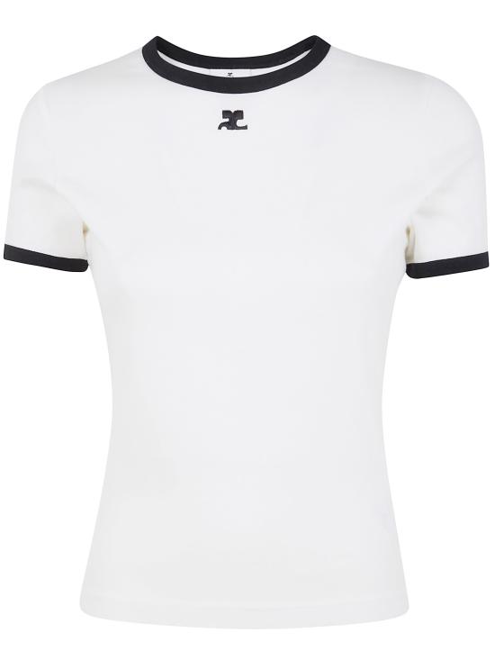 26SS 쿠레쥬 반팔 티셔츠 VESJTS017JS0070 098 0098 HERITAGE WHITE BLACK - COURREGES
