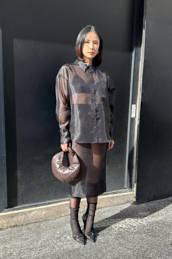  SAEMDI 셔츠 샘디 오버사이즈 오간자 셔츠 - SAEMDI