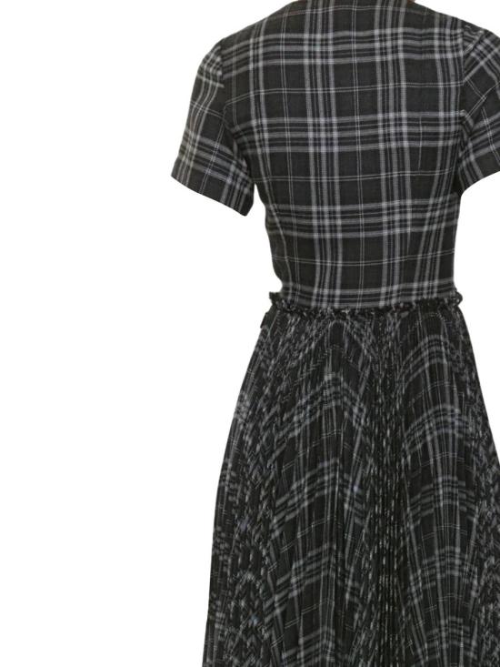 25FW 버버리 체크 울 블랜드킬트 미디 드레스 8116016X ONYX GREY - BURBERRY