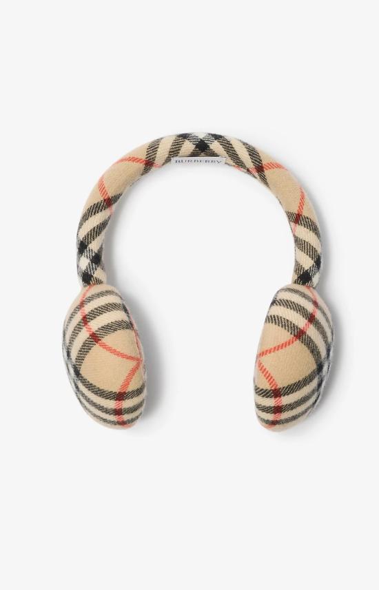 25FW 버버리 체크 울 캐시미어 이어머프 8114031 B9368 SAND IP CHECK NUDE NEUTRALS