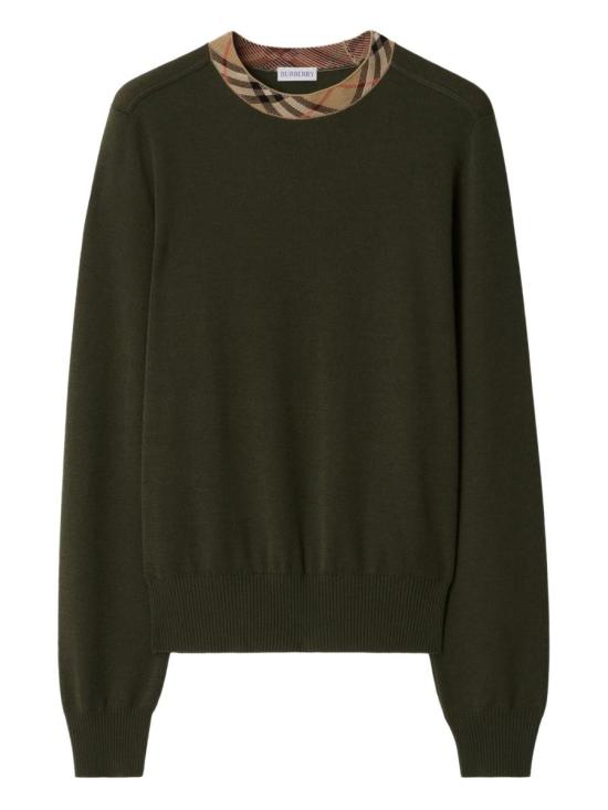 25FW 버버리 체크 트리밍 울 스웨터 8112170X SHALE