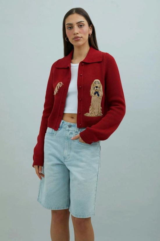  하우스오브써니 가디건 써니 하우스 오브 더 레이디 트리퍼 루비 레드 - HOUSE OF SUNNY