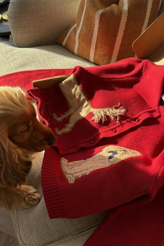  하우스오브써니 가디건 써니 하우스 오브 더 레이디 트리퍼 루비 레드 - HOUSE OF SUNNY