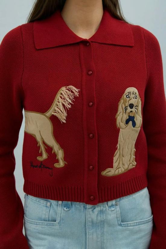  하우스오브써니 가디건 써니 하우스 오브 더 레이디 트리퍼 루비 레드 - HOUSE OF SUNNY