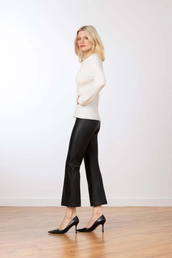  에비뉴 몽테뉴 크롭 팬츠 애비뉴 몽테뉴 레오 플레더 팬츠 블랙 - AVENUE MONTAIGNE