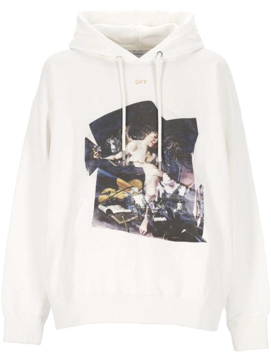 25FW 오프화이트 카라바조 프린트 후드 티셔츠셔츠 OMBB085F25FLE00W0116 WHITE