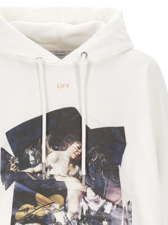 25FW 오프화이트 카라바조 프린트 후드 티셔츠셔츠 OMBB085F25FLE00W0116 WHITE - OFF WHITE