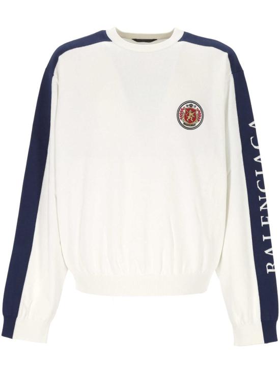 25FW 발렌시아가 사이드 스트라이프 스웨트 셔츠 849509T34208487 WHITE