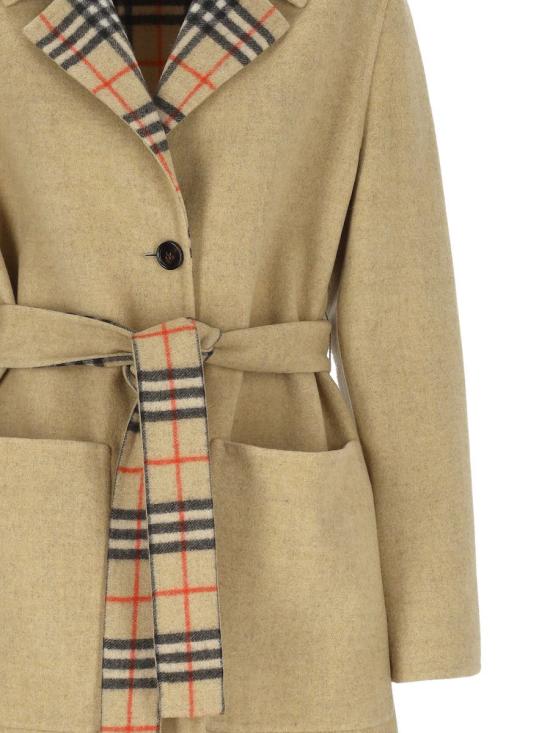 25FW 버버리 싱글 브레스티드 벨티드 리버서블 코트 8113437X SAND IP CHECK - BURBERRY