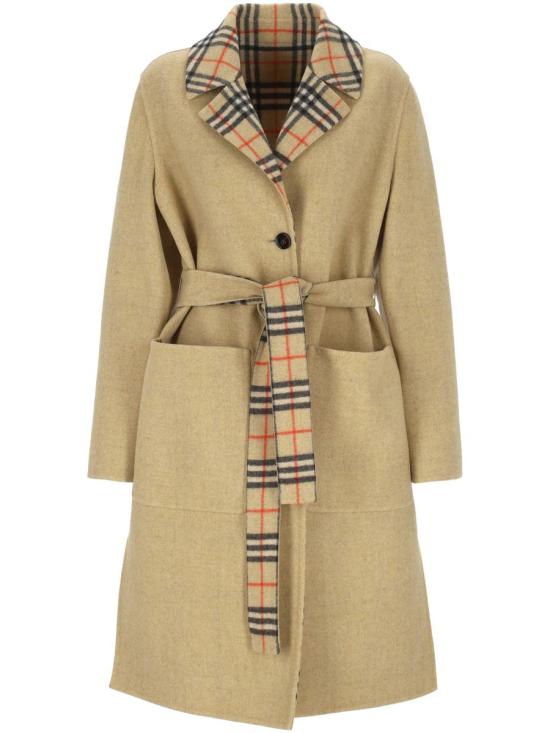 25FW 버버리 싱글 브레스티드 벨티드 리버서블 코트 8113437X SAND IP CHECK