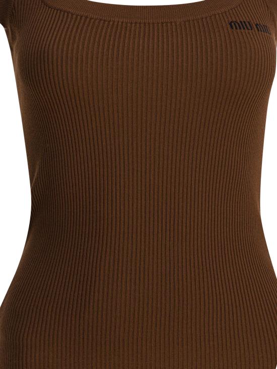 25FW 미우미우 민소매 티셔츠 MMV29412ZLF0324 S OOO Brown - MIU MIU