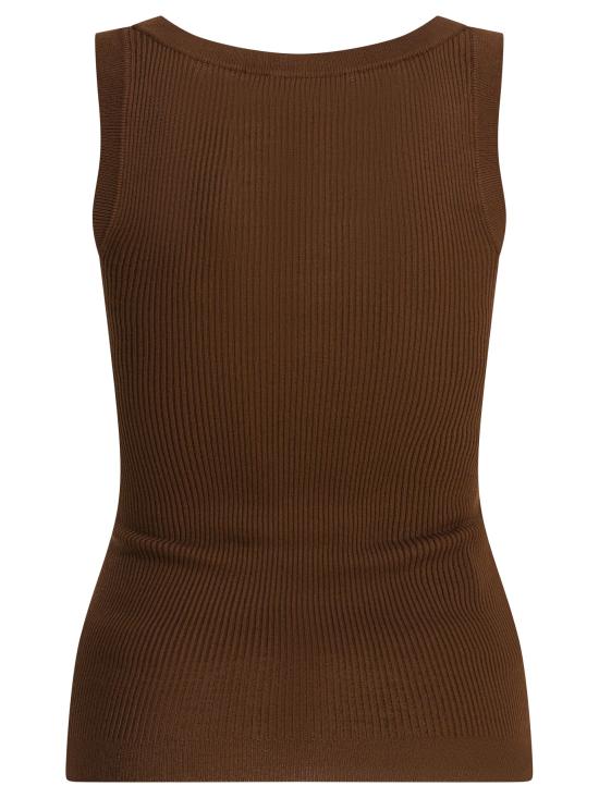 25FW 미우미우 민소매 티셔츠 MMV29412ZLF0324 S OOO Brown - MIU MIU