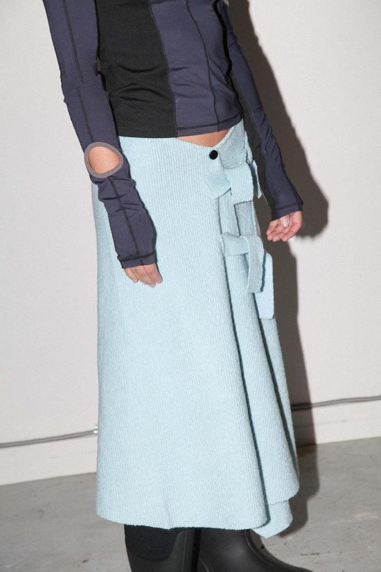  케이코 미디 스커트 Kk Co 슬로프 랩 스커트 스카이 - KKCO