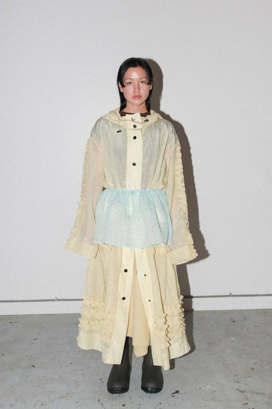  케이코 블라우스 KK Co 버블 페플럼 앞치마 스카이 - KKCO