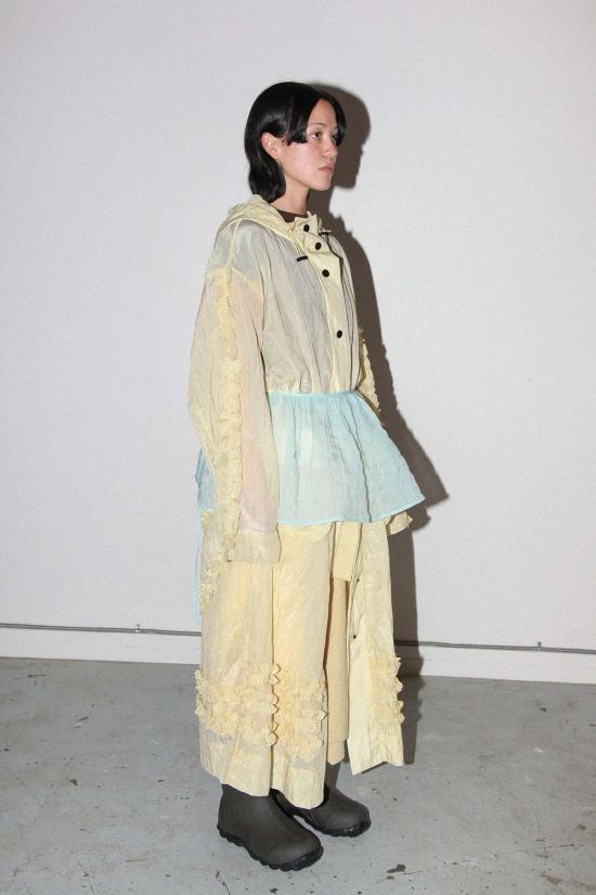  케이코 블라우스 KK Co 버블 페플럼 앞치마 스카이 - KKCO