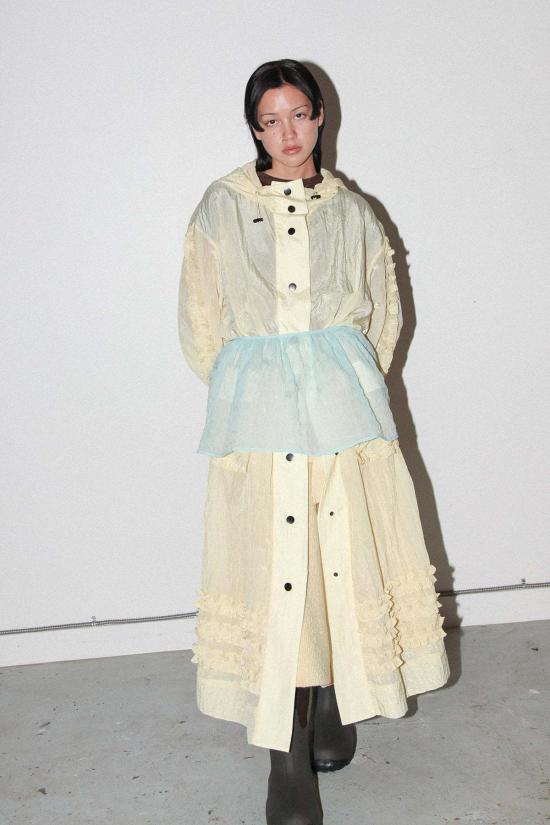  케이코 블라우스 KK Co 버블 페플럼 앞치마 스카이