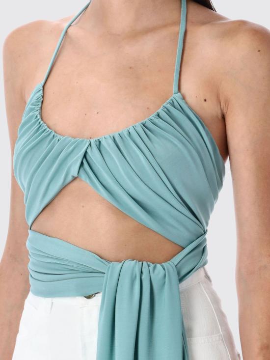 25FW 알라이아 민소매 티셔츠 AA9H1251J050B 527 Turquoise - ALAIA