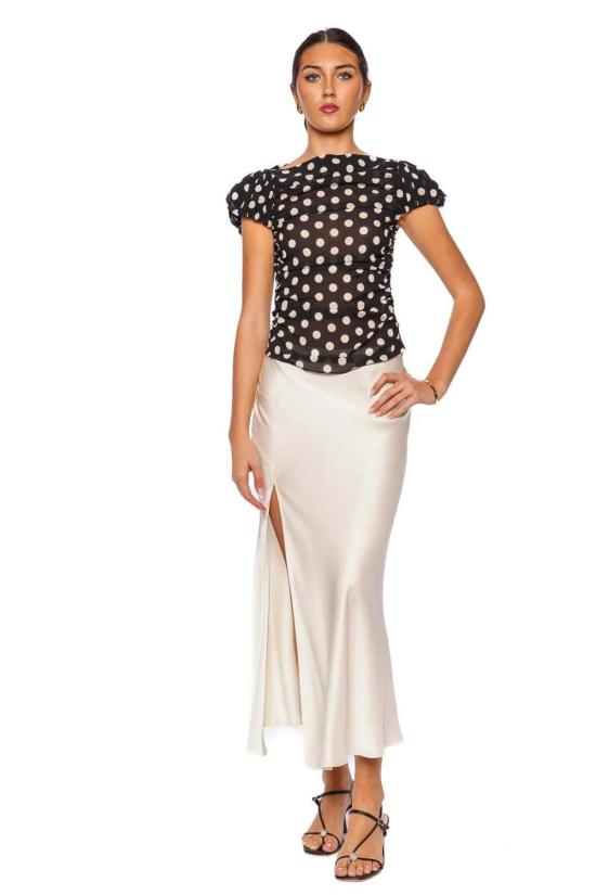  카라 카라 반팔 티셔츠 카라카라 멜리사  조엘 도트 블랙 - CARA CARA