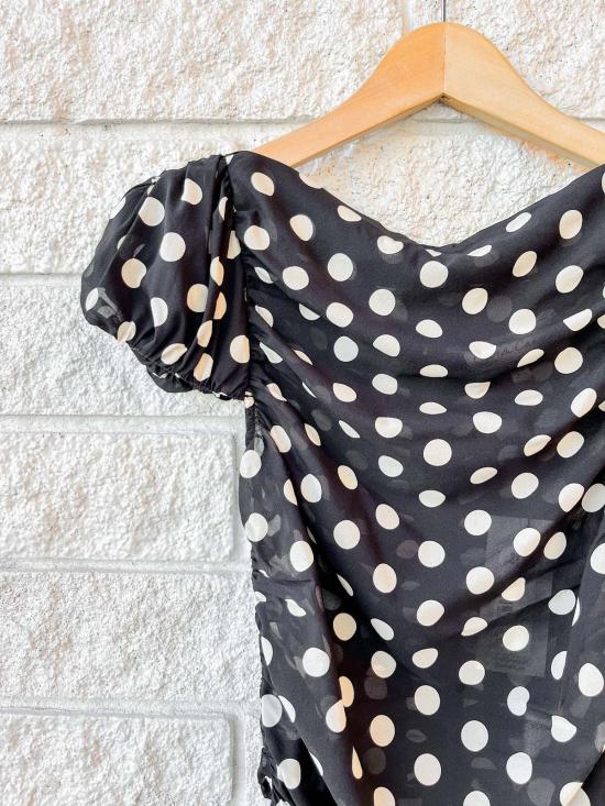  카라 카라 반팔 티셔츠 카라카라 멜리사  조엘 도트 블랙 - CARA CARA