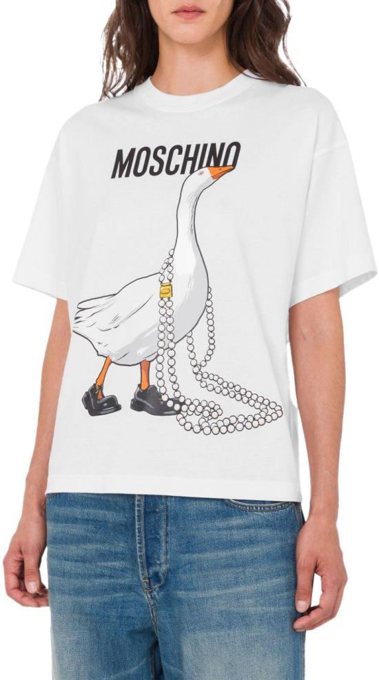 26SS 모스키노 반팔 티셔츠 V070305411001 WHITE - MOSCHINO