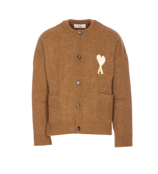 25FW 아미 ADC 하트 인타르시아 알파카 니트 가디건 UKC366KN0135217 HAZELNUT WHITE DOM
