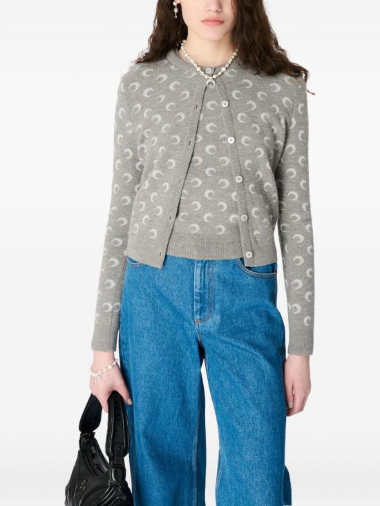 25FW 마린세르 문 자카드 피티드 가디건 WTK011ACKNI0530GR60 MISTY GREY DOM - MARINE SERRE