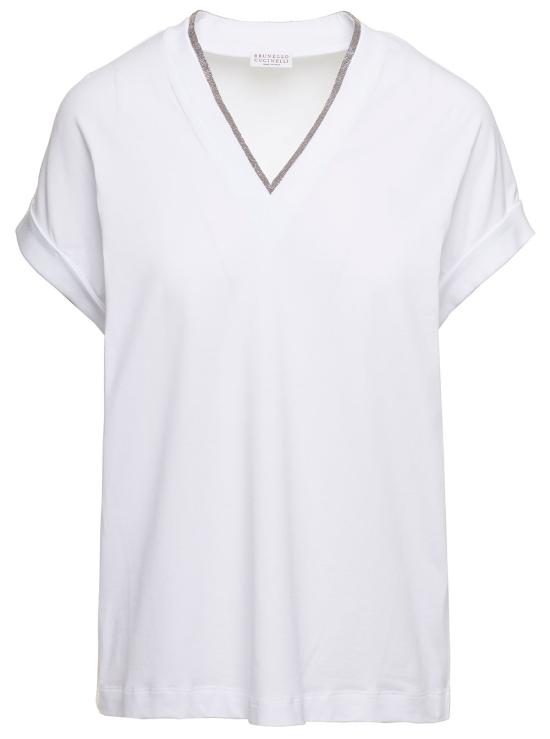 26SS 브루넬로 쿠치넬리 반팔 티셔츠 M0T18BD222C159 White