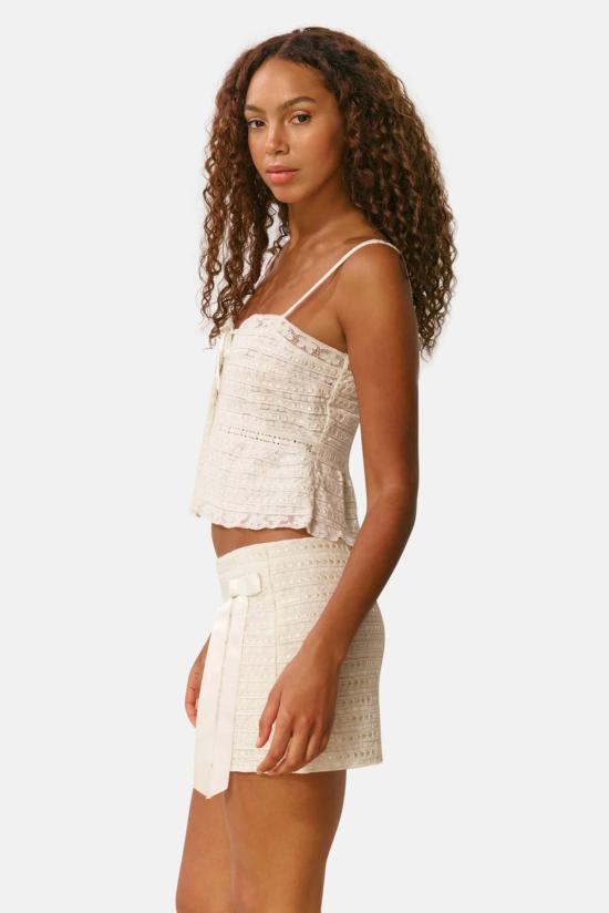  러브쉐이크팬시 숏 스커트 러브 쉑 팬시 와이아나 우븐 코튼 미니 스커트 - LOVESHACKFANCY