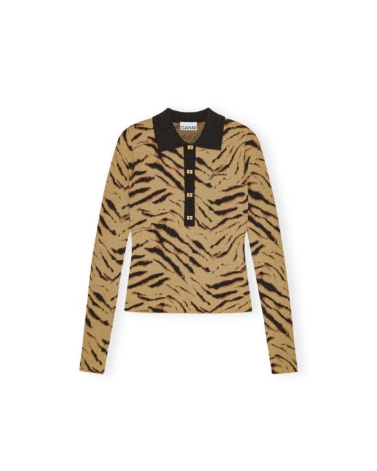  가니 스웨터 Ganni Fine 메리노 자카드 풀오버 멀티