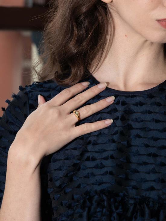  시무에로 반지 파로 라 몰라 링 18k 골드 플레이트/스털링 실버/화이트 크리스탈 - SIMUERO