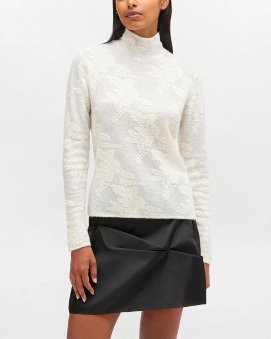 가니 터틀넥 시어 플라워 자카드  에그렛 - GANNI