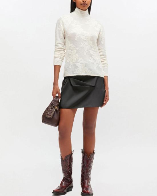  가니 터틀넥 시어 플라워 자카드  에그렛 - GANNI