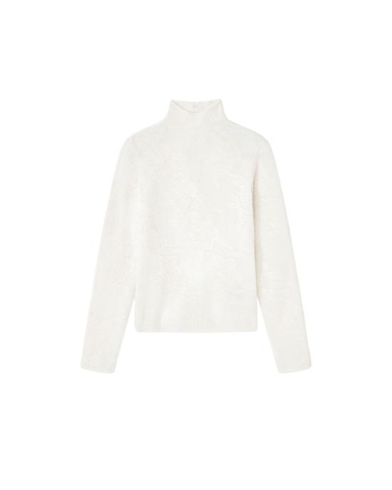  가니 터틀넥 시어 플라워 자카드  에그렛