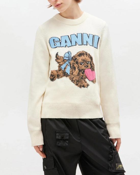  가니 스웨터 퍼피 러브 크루넥  에그렛 - GANNI