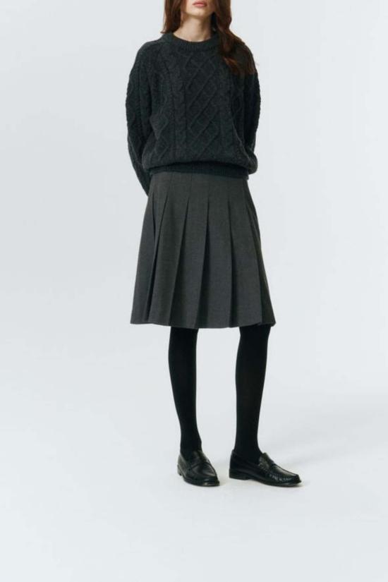  던스트 미디 스커트 플란넬 플리츠  멜란지 그레이 - DUNST