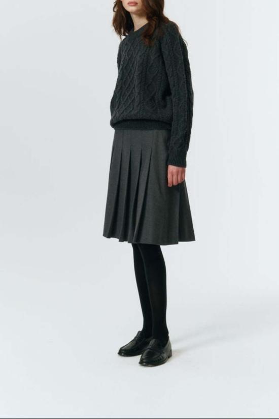  던스트 미디 스커트 플란넬 플리츠  멜란지 그레이 - DUNST