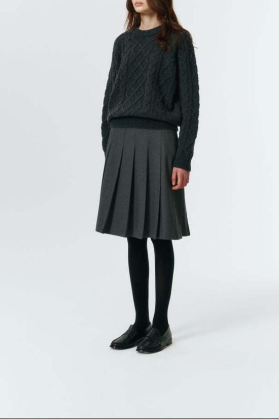  던스트 미디 스커트 플란넬 플리츠  멜란지 그레이 - DUNST