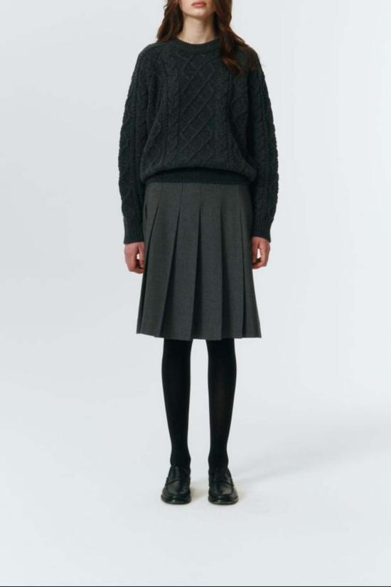  던스트 미디 스커트 플란넬 플리츠  멜란지 그레이 - DUNST